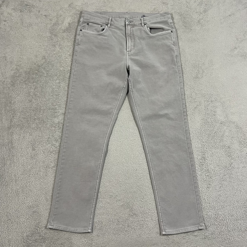Faherty Stretch Terry 5-Pocket Pants Mens 33x30 Gray Jeans Slim